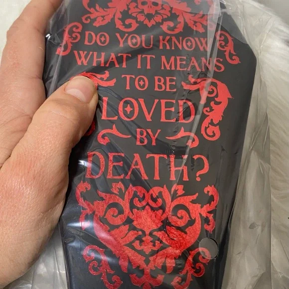 {NEW} Black and Red Decorative Coffin Shaped Jewelry Box - Picture 7 of 8